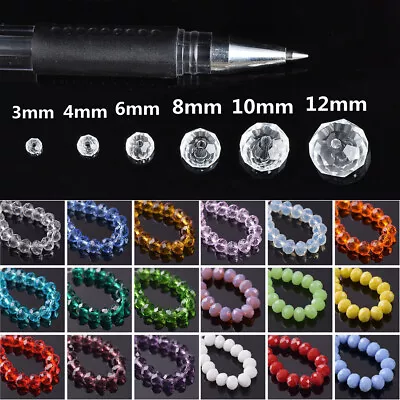 $1.67 • Buy Solid Roundelle Faceted 3mm 4mm 6mm 8mm 10mm 12mm Crystal Glass Loose Beads Lot
