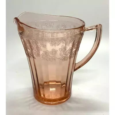 Vintage Pink Depression Glass Cherry Blossom Jeannette Pitcher 7.25  High • $50