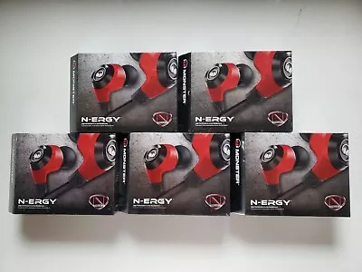 Lot Of 5 Monster NCredible NErgy ControlTalk Universal In-Ear Headphones Red NEW • $28.22