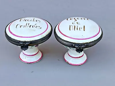 £99 • Buy 2 Unusual Rare Antique French Patch / Ointment Apothecary Pots