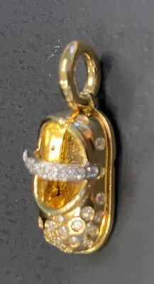 Aaron Basha Vintage 18 Karat Yellow Gold Diamond Baby Shoe Charm/Pendant • $2499