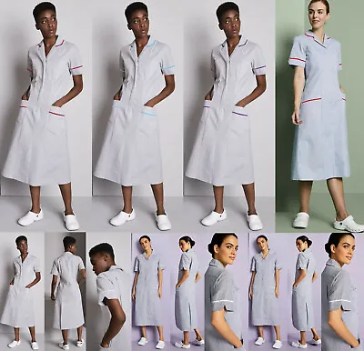 STRIPED Womens Dress Tunic Nurse Uniform Vet Medical Dental Therapist Healthcare • £12.99