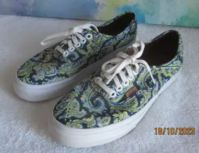 Women's Vans Tennis Shoes Size 8 Paisley Design Blue Green • $19.99