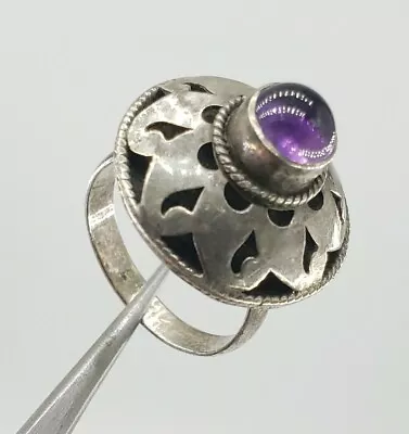 Marrakesh Amethyst Sterling Silver Ring Size 6 Morocco Ethnic Antique India  • $59