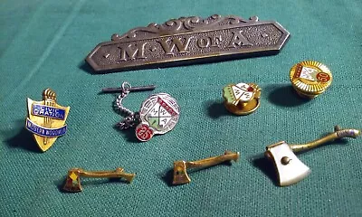 Lot 8 Vintage Antique MODERN WOODMEN OF AMERICA Pins Badge Tie-Tacks Mini Axes • $25