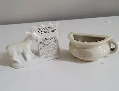 Vtg Donkey Figurine String Tail Weather Forecaster Mini Vase 1/2 Coffee Cup Half • $6.99