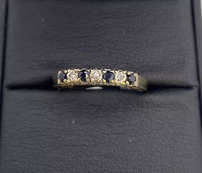 9ct Yellow Gold Diamond & Sapphire Ring Size O • $125.73