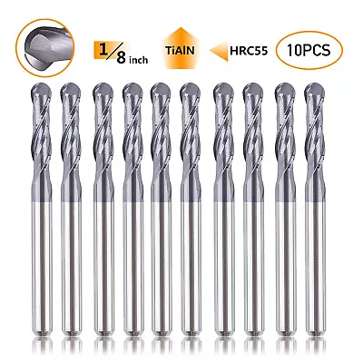 Carbide Ball Nose CNC Router Bits 1/8  Cutting Shank Milling Spiral End Mill • $8.68