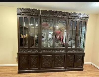 Beautiful Carved Red Mahogany China Gabinete • $2000