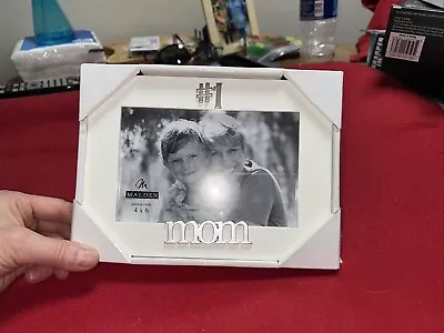 #1 Mom Picture Frame - New White With Silver Writing 4x6  Malden Brand • $9