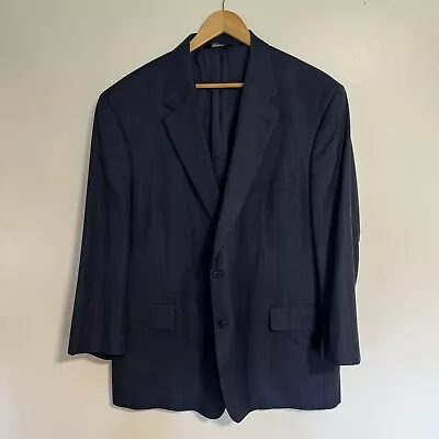 Jos A Bank Blazer Mens 48 R Navy Blue Stripe Silk Wool Sport Coat Jacket • $19.95