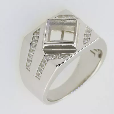 Size 11 Sterling Silver Semi Mount Ring Setting Princess SQ 7x7mm Men' • $27.35