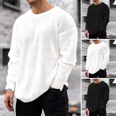 INCERUN Mens Long Sleeve Knitted Sweater Casual Loose Tops Jumper Pullover Plus • $24.69