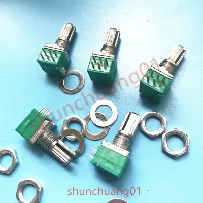 5Pcs RV097 Dual/ Double Seal Potentiometers 15MM Shaft 6 Pins B1K~B500K  • £2.46