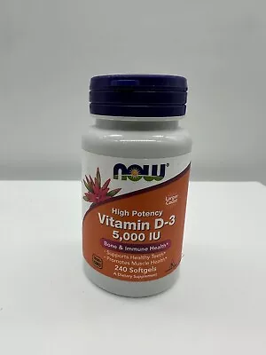 Now Foods - High Potency Vitamin D-3 5000 IU 240 Softgels Ex 8/27 Free Shipping • $10.85