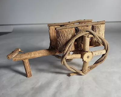 Vintage Hand Crafted Bent Wood And Vine Pull Cart Flower Travel  • $29