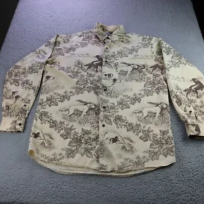Vtg Polo Ralph Lauren Shirt Mens Medium Beige Hunting Dogs Floral Button Marlowe • $59.99