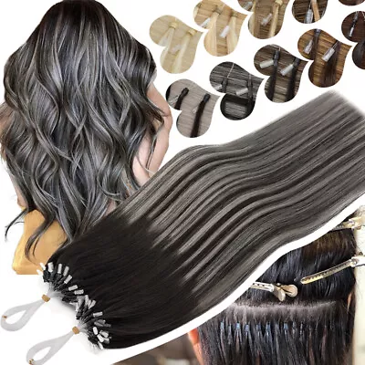 200G Real Remy Human Hair Extensions Easy Loop Micro Ring Beads Tip Ombré Thick • $29.10