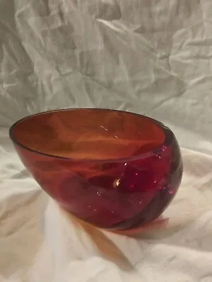 MCM Bowl Echo Red Miller Rogaska Reed & Barton Crystal Bowl S Made In POLAND • $55