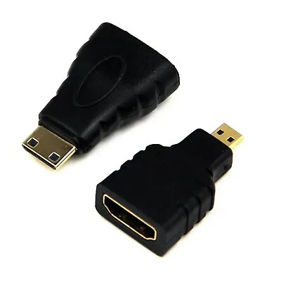(Pack Of 2) Adapters Compatible With Mini & Micro HDMI To Standard HDMI TV Cable • £2.71