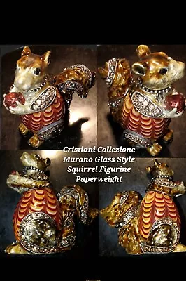 Cristiani Collezione Murano Type Glass  Squirrel Figurine 3×2.5 ×1.5  W/Giftbox  • $19.99