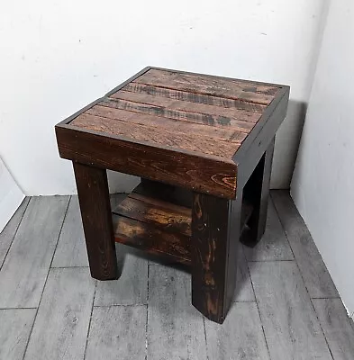 $375 • Buy Vintage Handcrafted Rustic Primitive Rough Sawn Reclaimed Pine Wood End Table