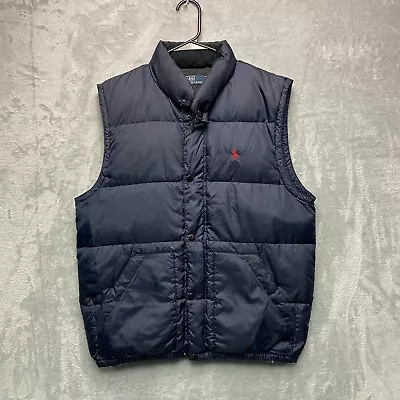 Polo Ralph Lauren Puffer Gilet Vest Men’s Medium Navy Blue Down Filled Logo  • £50.69