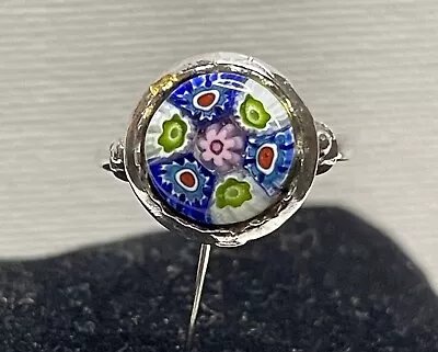 Vintage Italian Murano Millefiori Glass Sterling Silver 925 Ring - 7.5 (Jew-157) • $44.95