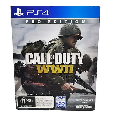 Call Of Duty WWII WW2 Pro Edition Steel Book PS4 Playstation 4 Game Steelcase • $49.93