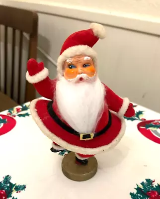 Vintage 7”Christmas Santa Claus Flocked Velvet Dancing Figure (Made In Japan) • $12.99