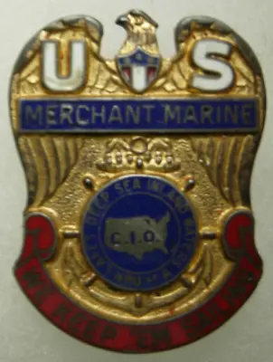 WW2 Merchant Marine Sterling Union Pin -We Keep Them Sailing- SB • $65