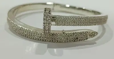 5 CT Round Cut Lab Created Diamond Men's Bangle Bracelet 14K White Gold Plated • $239.99