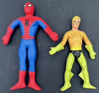 Vintage Bend N Flex Bendy Rubber Action Figure 1973 Mego Aquaman 1989 Spiderman • $29.95