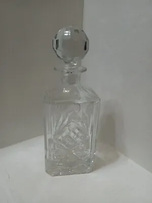 Liquor Whiskey Decanter Vintage Glass Crystal Bottle With Stopper 10in With Top • $29