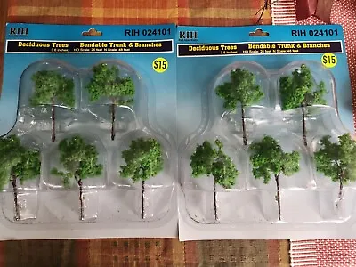 Rock Island Hobby 024101 HO/N Scale 3.6  Deciduous Trees (Pack Of 5) Lot Of 2 • $29.99