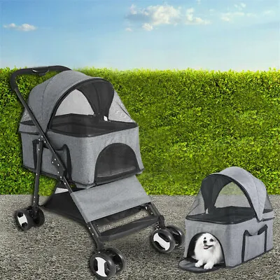 £89.91 • Buy Large Pet Dog Stroller Pushchair Buggy Pram W Rain Cover Travel Car Seat Carrier
