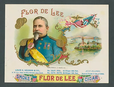 Civil War General Virginia Governor Fitzhugh Lee On Antique Cigar Box Label Art • $475