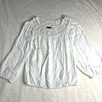 Max Edition Women's Baby Doll Blouse Top Shirt Long Sleeve White Size M • $12.99