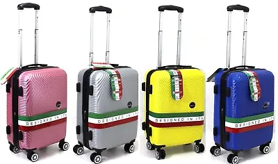 New 55x40x20cm Cabin Bag 8 Wheel Lightweight ABS Hard Shell Trolley Case Luggage • £27.99