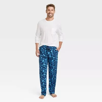 Goodfellow & Co Mens Paisley Microfleece Pajama Set 2pc White/Blue Size L NWT • $15