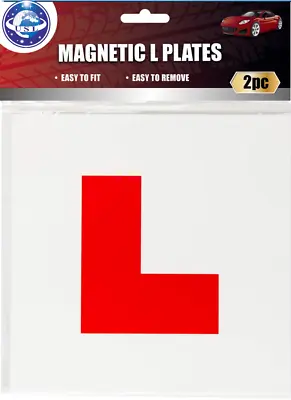 2 X FULL SIZE MAGNETIC LEARNER 'L' PLATES - EASY TO APPLY AND REMOVE • £5.99