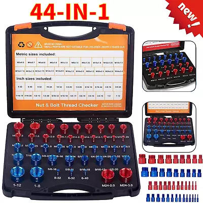 44x Inch & Metric Set Nut & Bolt Thread Checker Identifier Thread Gauges Box • $35.09