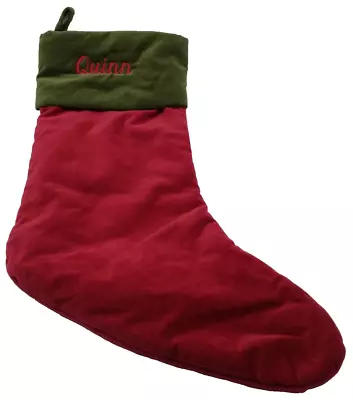 Pottery Barn Quinn Velvet Stocking Christmas Holiday Xmas Red Green 19 Inch • $36.57