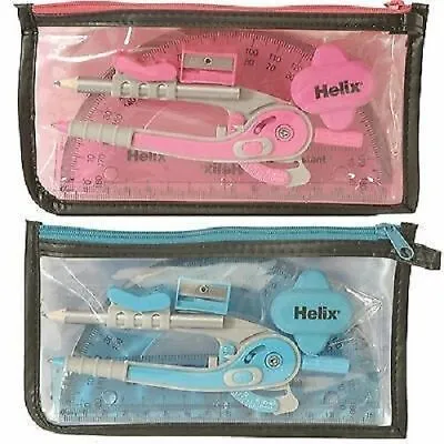 £3.89 • Buy Helix A36008 -Super School Kit - PINK Or BLUE, Maths, Ruler, Compass, Protractor
