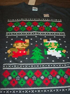 $20 • Buy Nintendo SUPER MARIO BROS. CHRISTMAS SWEATER STYLE T-Shirt 2XL NEW Luigi Mario