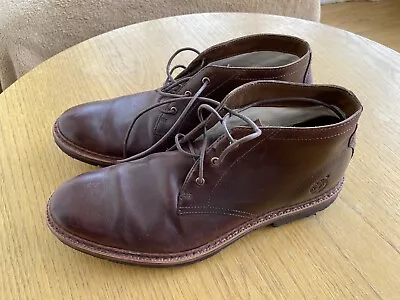 Tan Brown Leather Mid-Top Ankle Boots Men's Size UK 7.5 Excellent • £10