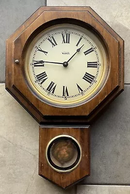 Vintage Verichron Quartz Pendulum Regulator Wall Clock Wood Glass New Movement • $60