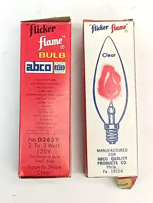 2 Vintage ABCO Flicker Flame Small Candelabra Light Bulb Realistic Candle Fire • $12