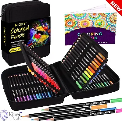 Colouring Pencils Art Set - 76 Coloured Pencils For Adults Artist Zipper Case • £21.89