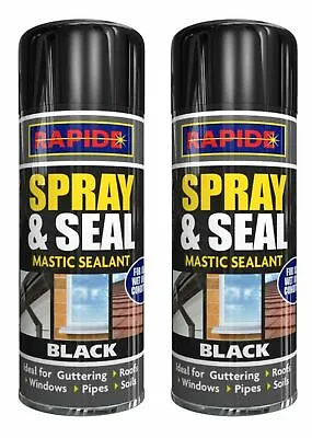 £8.95 • Buy 2x SPRAY AND SEAL BLACK MASTIC SEALANT FOR LEAKING PIPES ROOF, GUTTERING WINDOWS